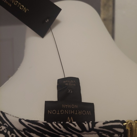 NWT Worthington black&white peplum tank blouse - Picture 3 of 5